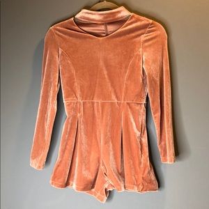 A girl Bardot junior blush velvet jumpsuit